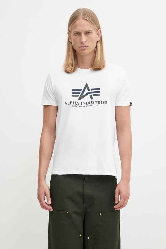 Alpha Industries t-shirt in cotone Rainbow Reflective regolare bianco 100501RR.09