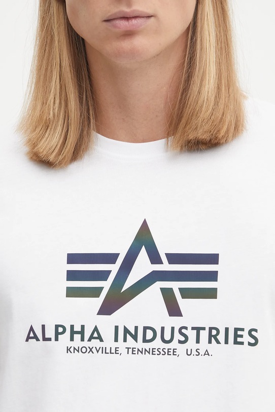 Alpha Industries t-shirt in cotone Rainbow Reflective bianco 100501RR.09