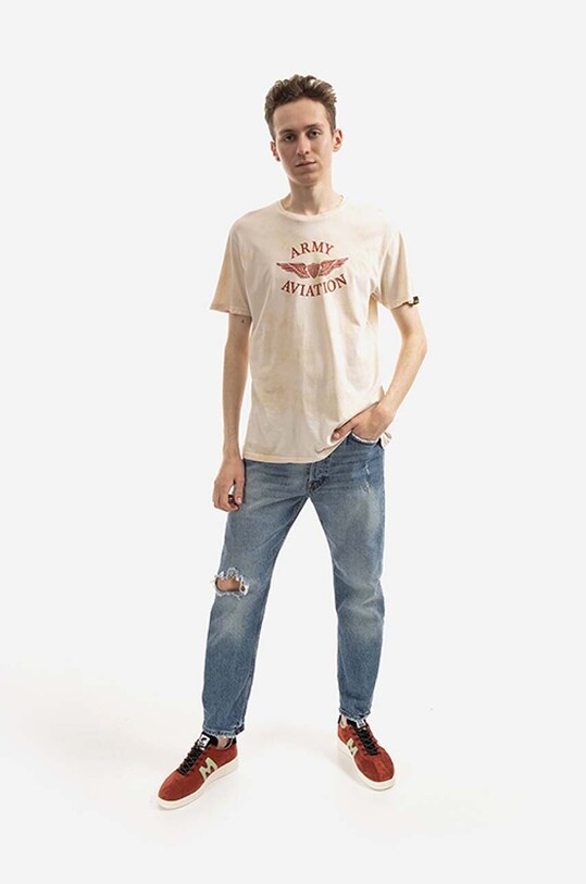 Alpha Industries tricou din bumbac Vintage Aviation 106515.18 bej AA00