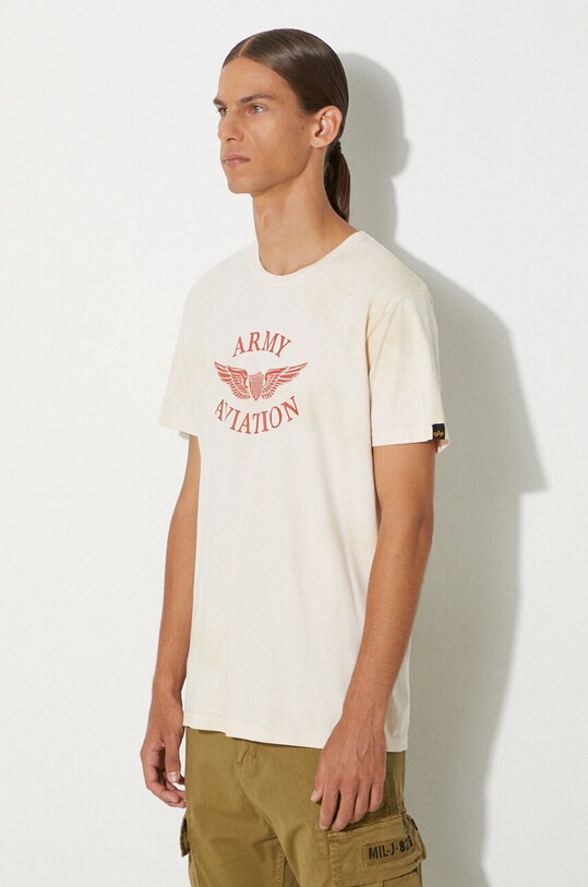 Bavlněné tričko Alpha Industries Vintage Aviation béžová 106515.18
