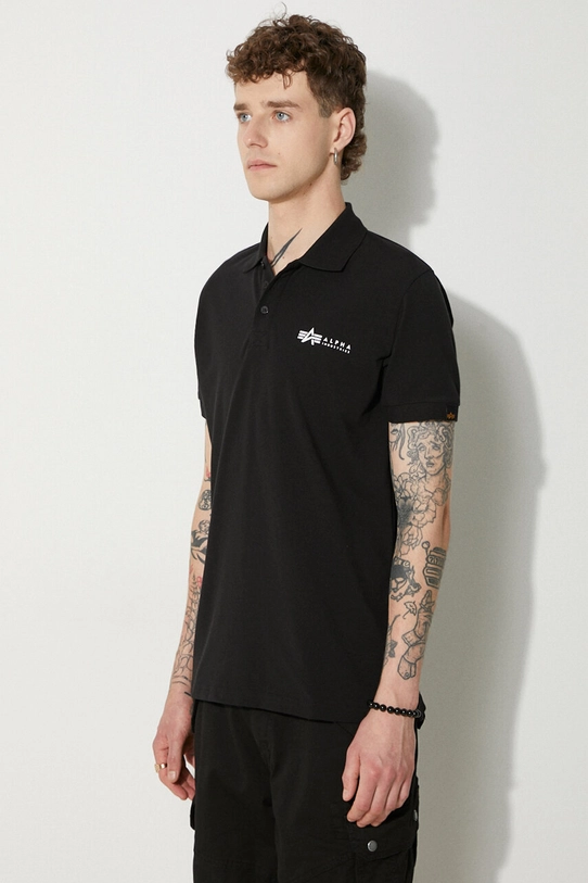 Alpha Industries polo de bumbac Basic negru 106600.03