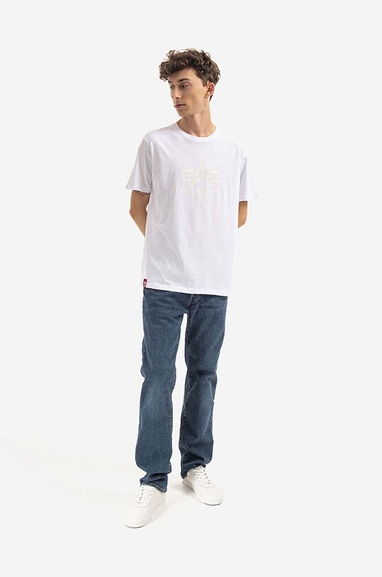 Bavlnené tričko Alpha Industries Basic T Kryptonite 116521.09 biela AA00