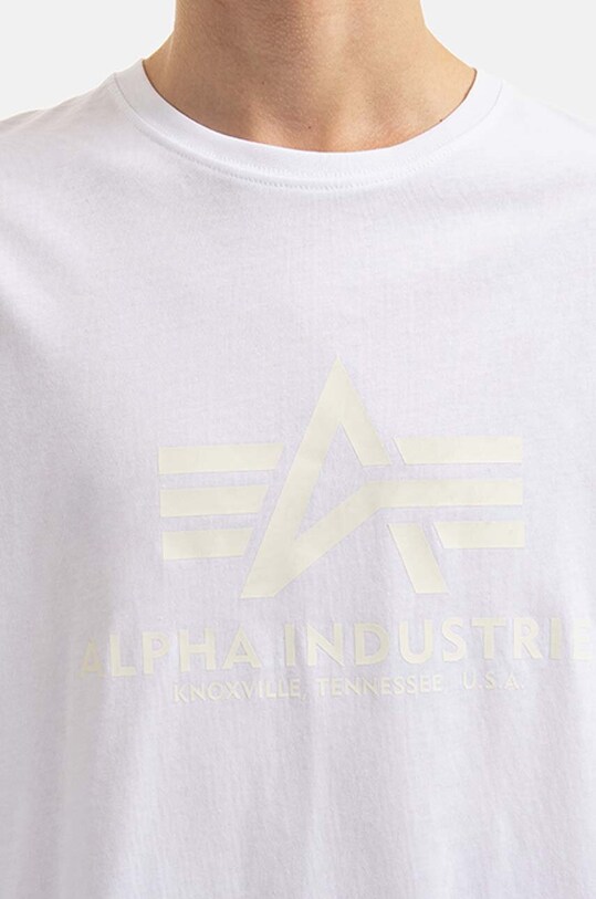 Bavlnené tričko Alpha Industries Basic T Kryptonite biela 116521.09