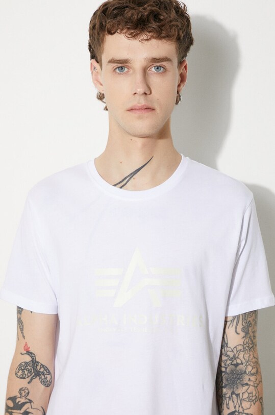 Βαμβακερό μπλουζάκι Alpha Industries Basic T Kryptonite 116521.09 λευκό