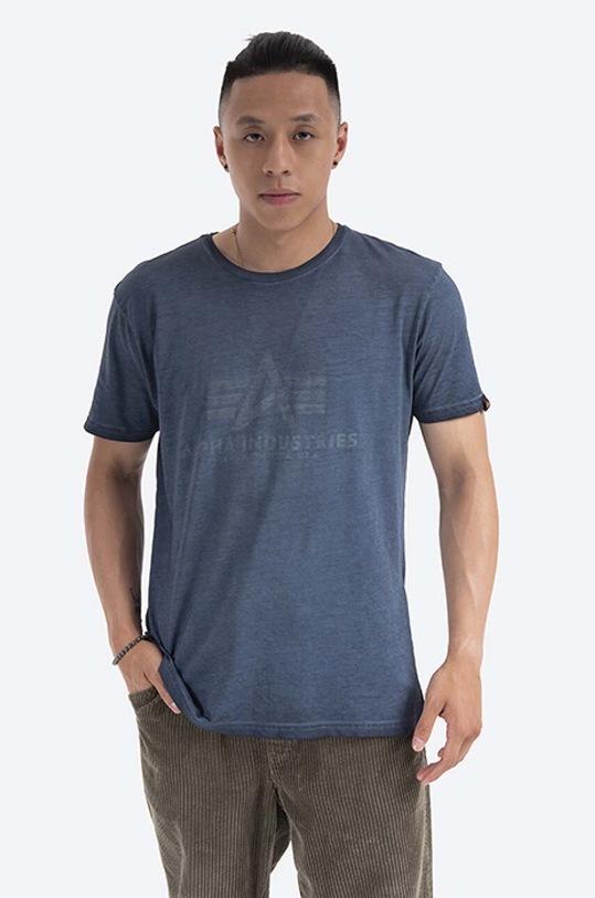 Alpha Industries cotton T-shirt Basic Tee Oildye regular blue 116515.07