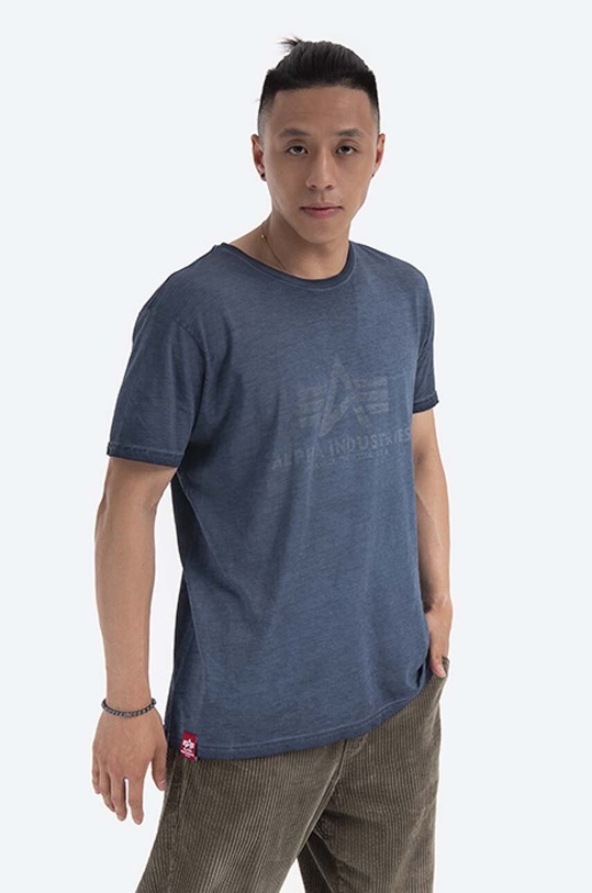 Alpha Industries cotton T-shirt Basic Tee Oildye 116515.07 blue