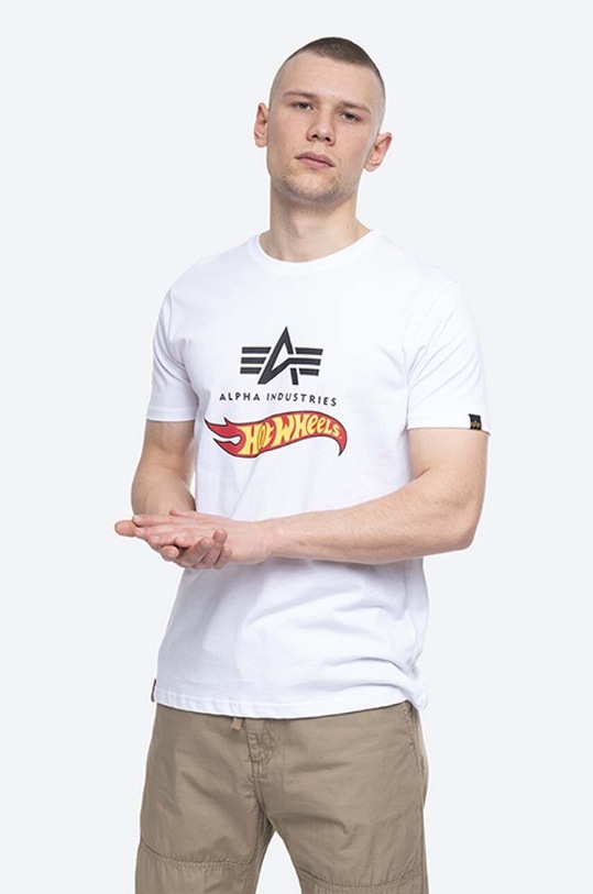 Alpha Industries cotton T-shirt Hot Wheels Flag regular white 116530.09