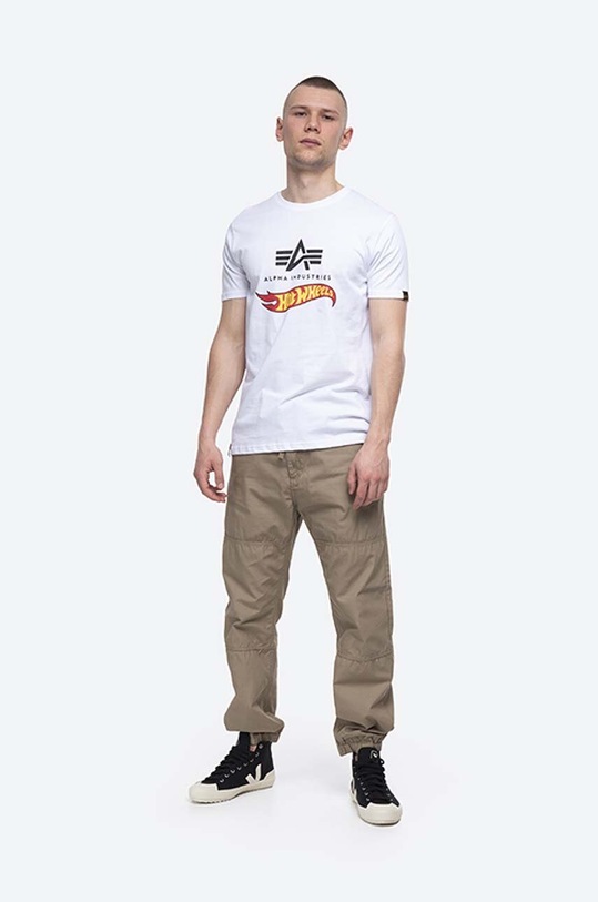 Alpha Industries cotton T-shirt Hot Wheels Flag 116530.09 white AA00