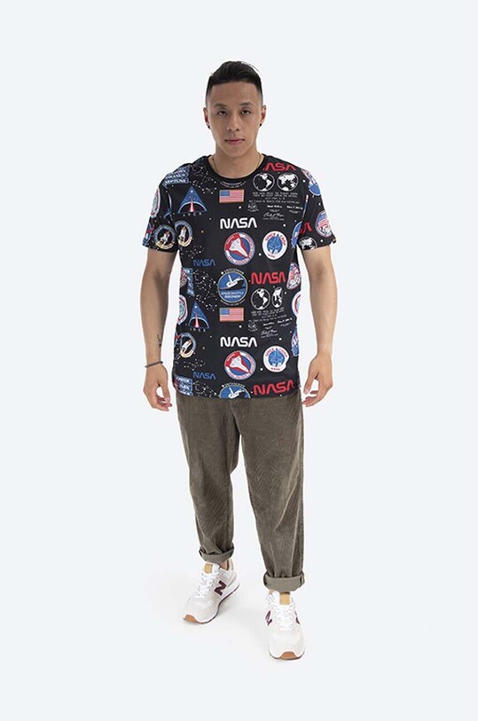 Alpha Industries cotton T-shirt Nasa Aop 116503.03 black AA00