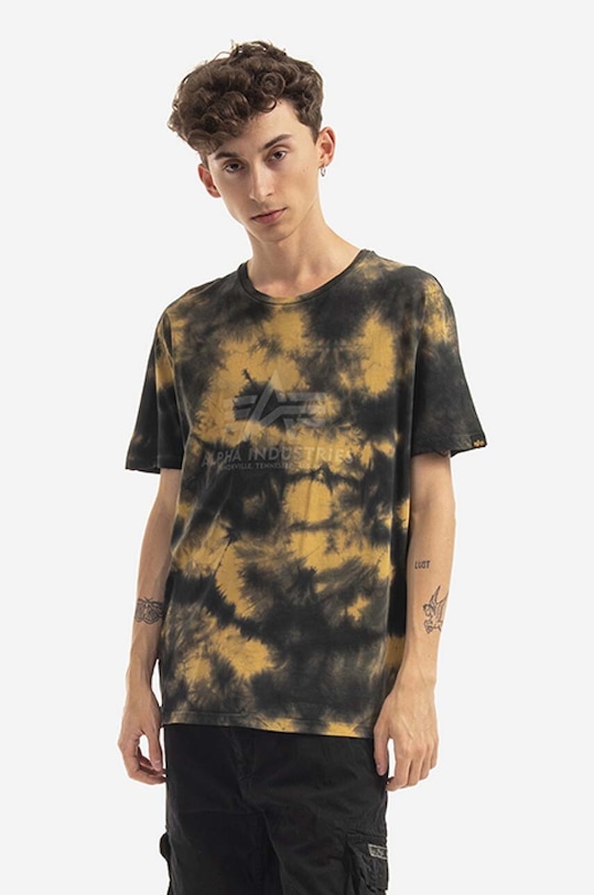 Alpha Industries tricou din bumbac Basic Tee Batik cu modele galben 116517.20