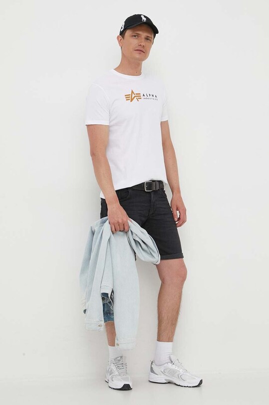 Alpha Industries tricou din bumbac Koszulka Alpha Industries Alpha Label T 118502 09 118502.09 alb AA00
