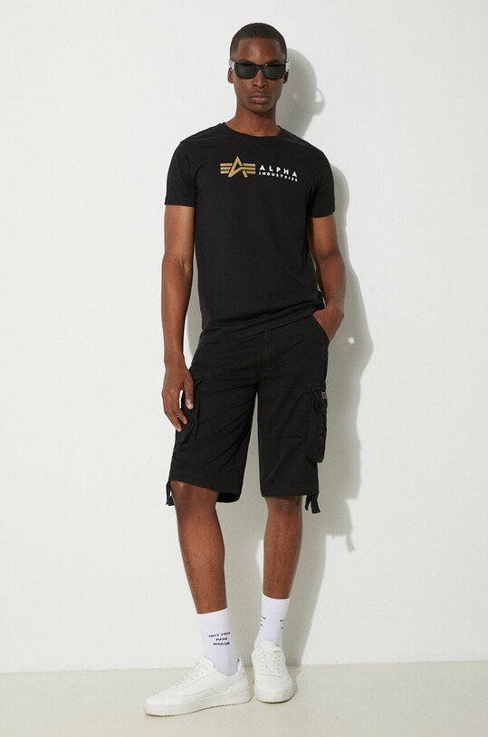 Alpha Industries cotton T-shirt Alpha Industries Label 118502FP 03 118502FP.03 black AA00