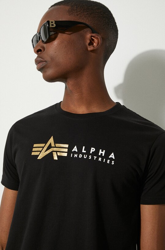 Alpha Industries cotton T-shirt Alpha Industries Label 118502FP 03 118502FP.03 black