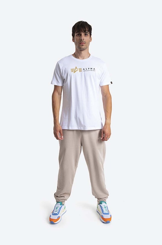 Bavlnené tričko Alpha Industries Label 118502FP.09 biela AA00