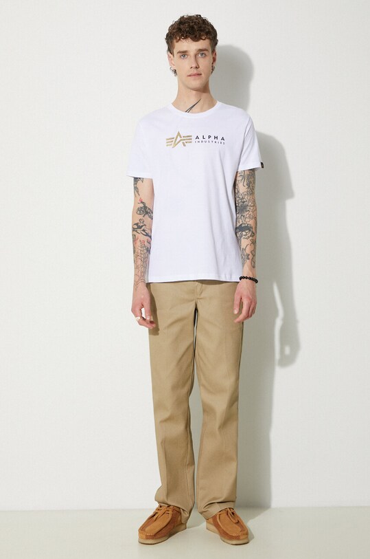 Alpha Industries tricou din bumbac Koszulka Alpha Industries Label 118502FP 09 118502FP.09 alb AA00