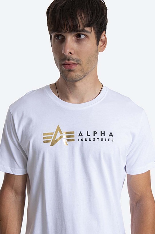 Bavlnené tričko Alpha Industries Label biela 118502FP.09