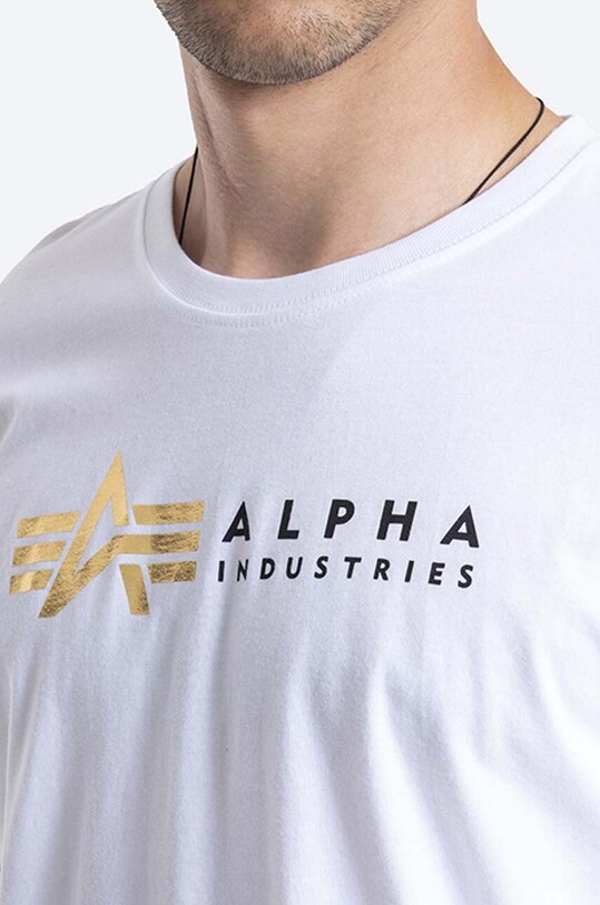 Bavlnené tričko Alpha Industries Label 118502FP.09 biela