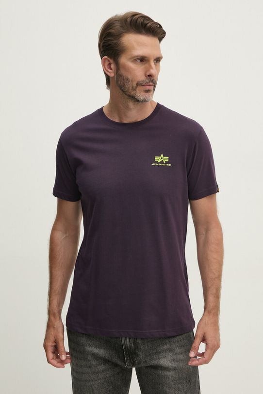 Bavlnené tričko Alpha Industries Backprint T potlač fialová 128507.03