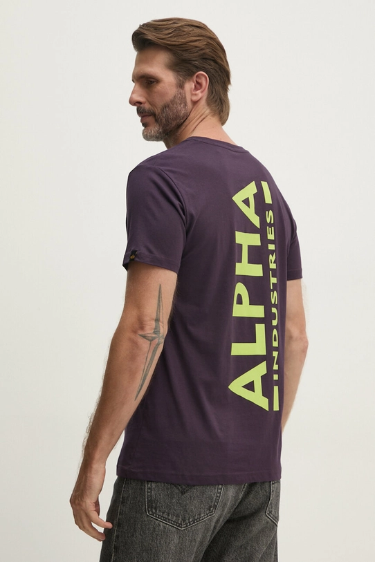 Одежда Хлопковая футболка Alpha Industries Backprint T 128507.03 фиолетовой