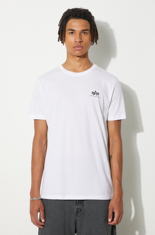 Alpha Industries tricou din bumbac Koszulka Alpha Industries Backprint T 128507 09 print alb 128507.09