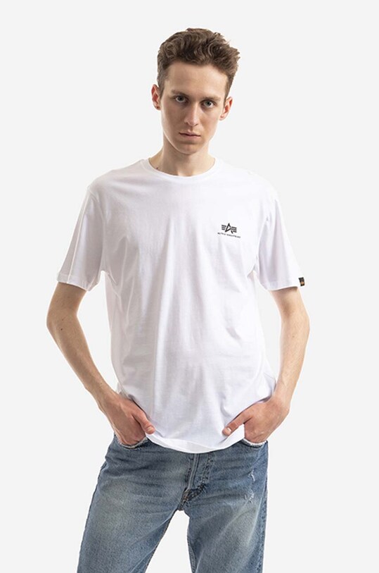 Alpha Industries t-shirt bawełniany nadruk biały 128507CP.573