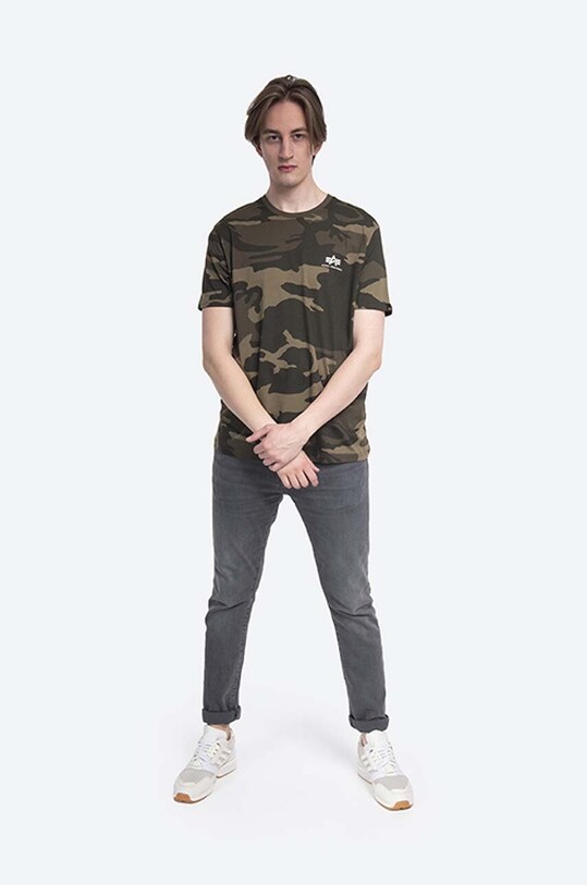 Alpha Industries tricou din bumbac Backprint T Camo 128507C.239 verde AA00