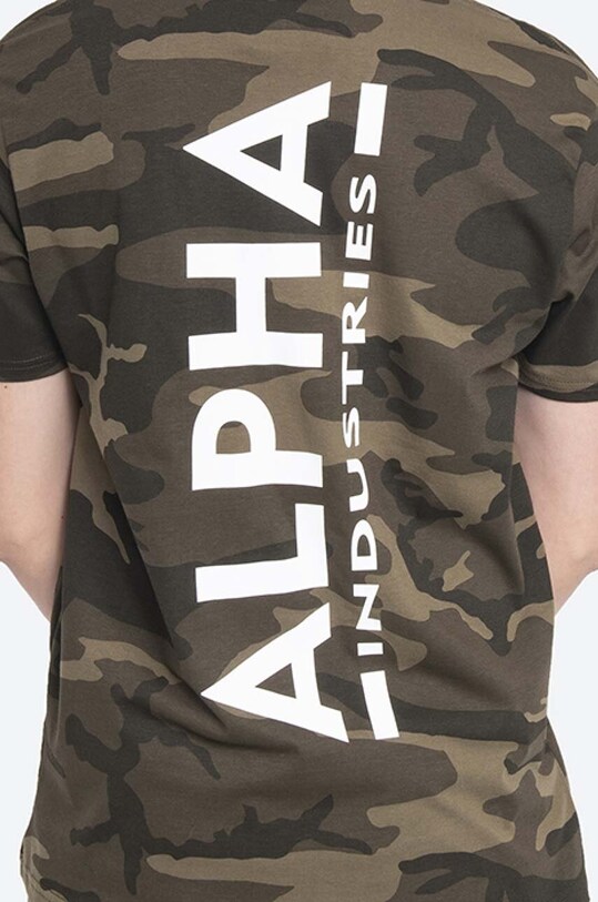 Alpha Industries tricou din bumbac Backprint T Camo 128507C.239 verde