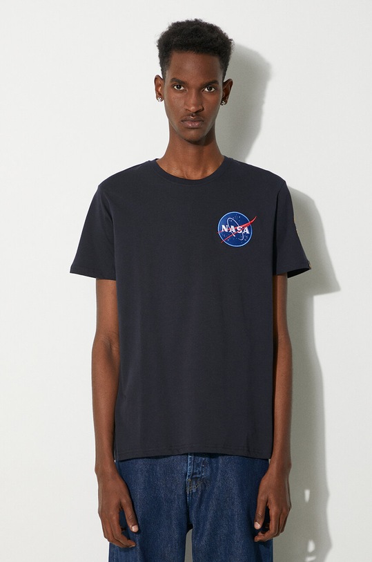 Clothing Alpha Industries cotton T-shirt Space Shuttle T 176507.07 navy
