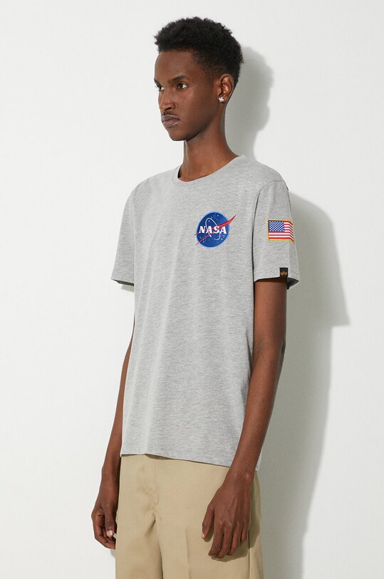 Bavlnené tričko Alpha Industries 176507.17 sivá