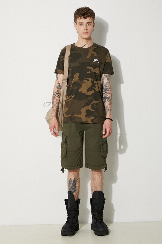 Βαμβακερό μπλουζάκι Alpha Industries 188505C.239 πράσινο AA00