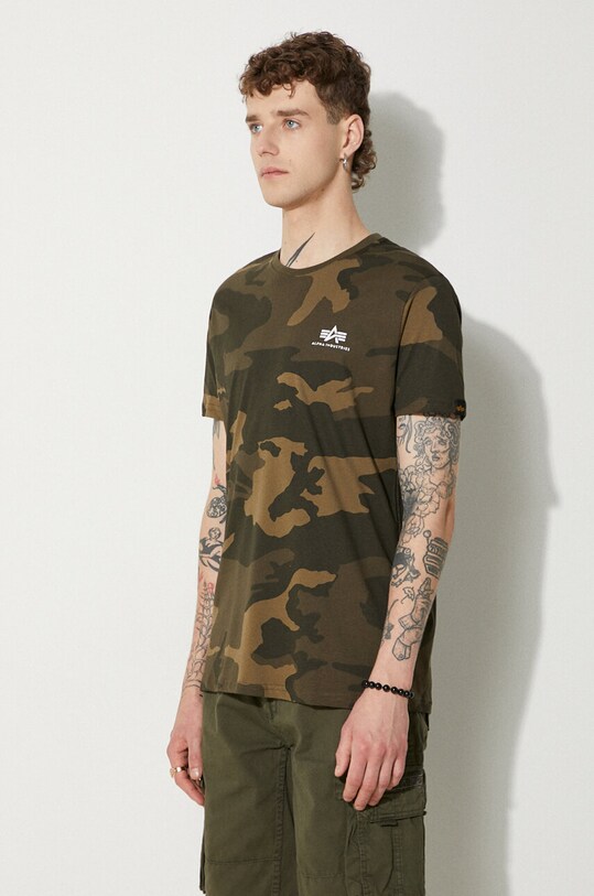 Βαμβακερό μπλουζάκι Alpha Industries πράσινο 188505C.239