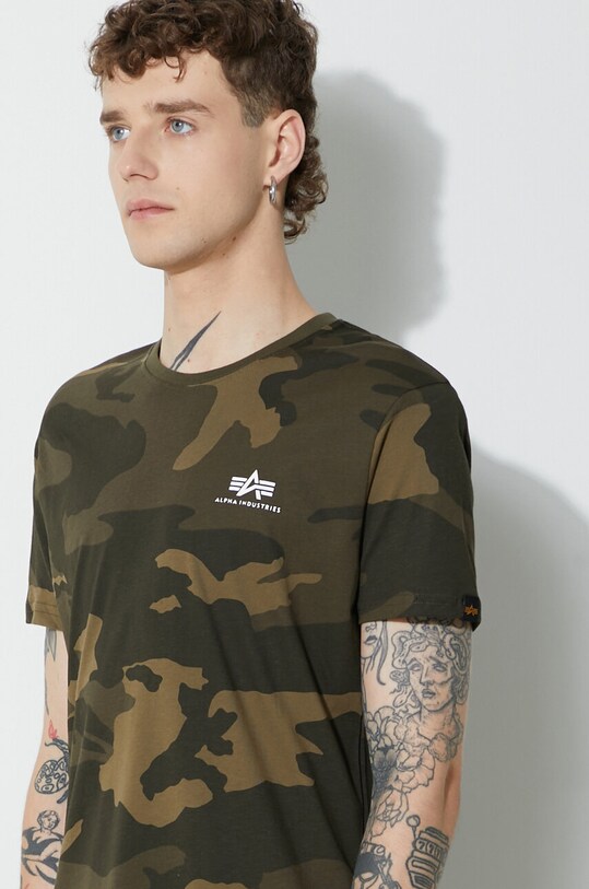 Βαμβακερό μπλουζάκι Alpha Industries 188505C.239 πράσινο