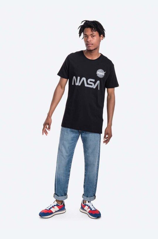 Alpha Industries t-shirt bawełniany x NASA 178501.03 czarny AA00