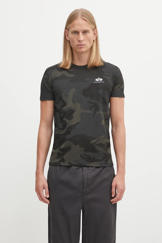Bavlněné tričko Alpha Industries Basic T Small Logo Camo regular černá 188505C.125