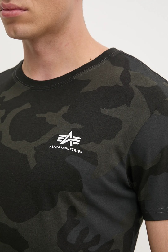 Bavlněné tričko Alpha Industries Basic T Small Logo Camo 188505C.125 černá