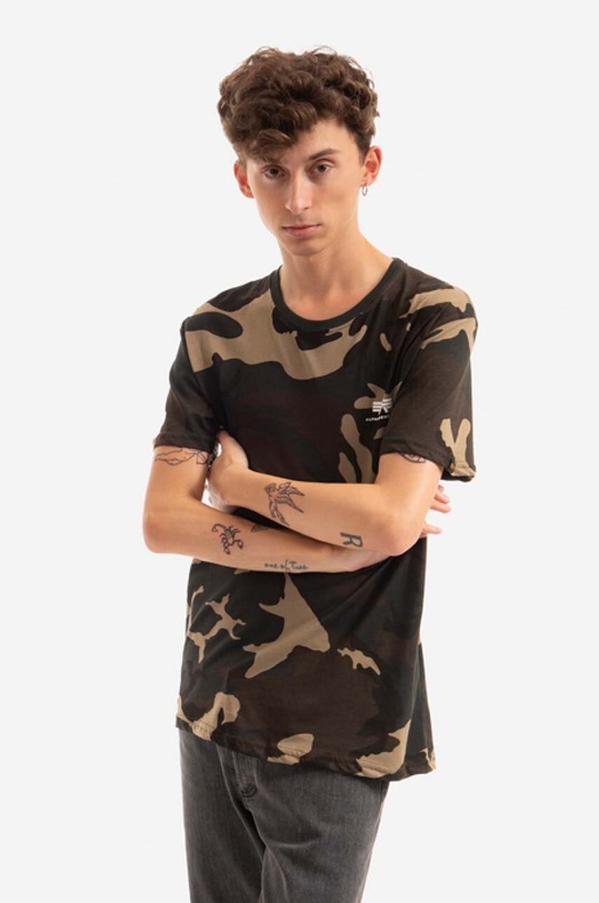 Alpha Industries t-shirt bawełniany Basic wzorzyste zielony 188505C.408