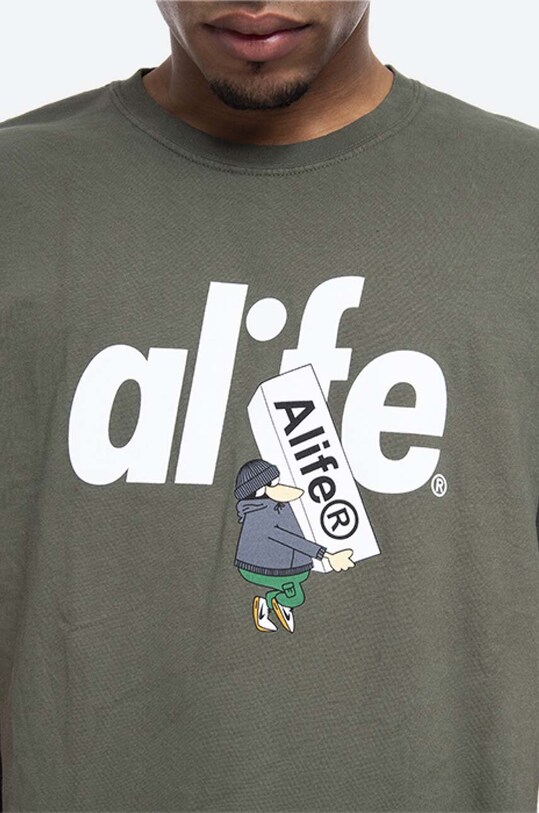 Βαμβακερό μπλουζάκι Alife Alife Boostin πράσινο ALISS20.58
