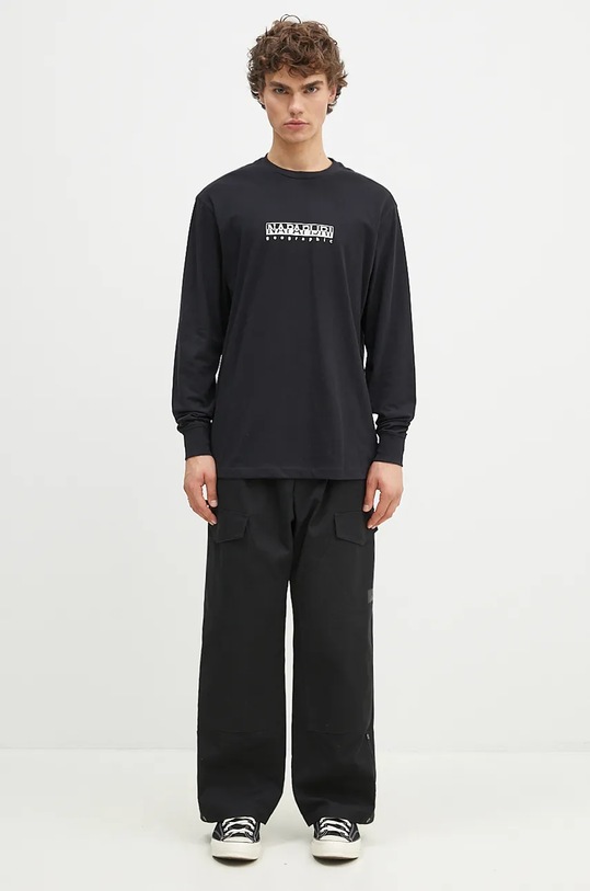 Napapijri cotton longsleeve top NA4GK7.041 black