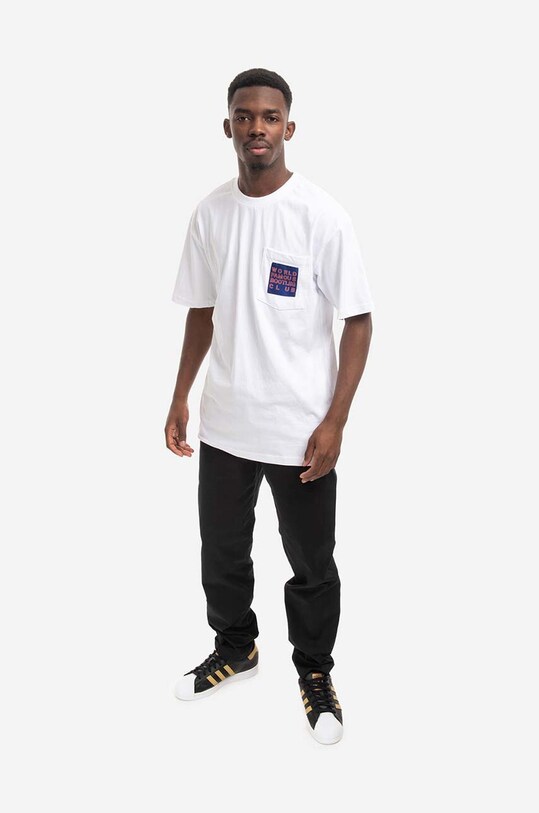 Bavlnené tričko Market World Famous Bootleg Club Pocket Tee 399001169 biela AA00