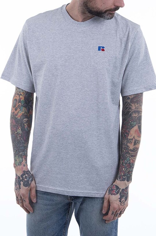 Bavlněné tričko Russell Athletic Athletic Short Sleeve Tee regular šedá E06002