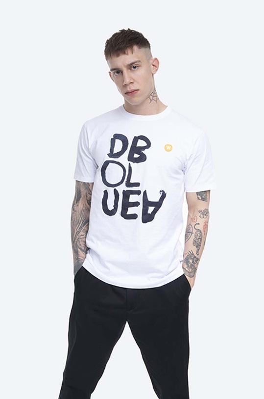 Wood Wood t-shirt bawełniany Ace T shirt nadruk biały 10115705.2222