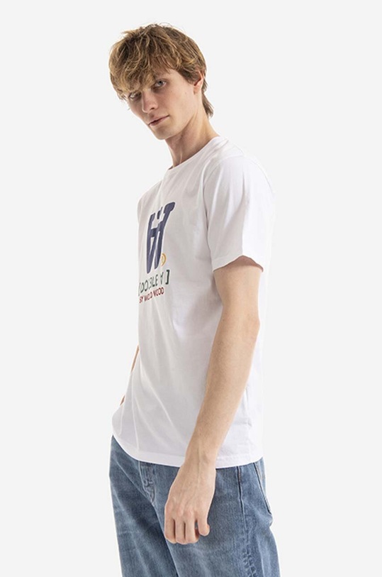 Bavlněné tričko Wood Wood Ace Typo T-shirt 10285700.2222 bílá