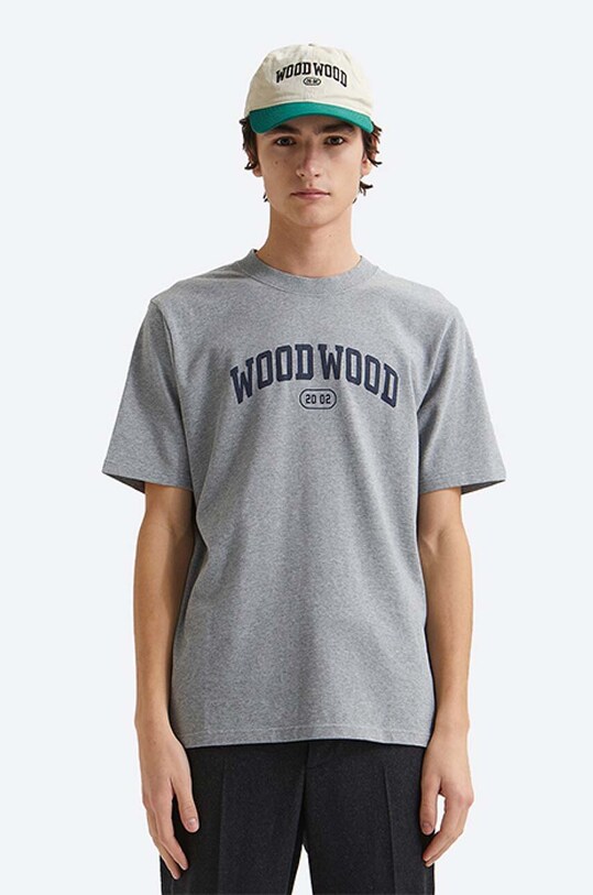 Wood Wood t-shirt bawełniany Bobby IVY T-shirt nadruk szary 12135703.2489
