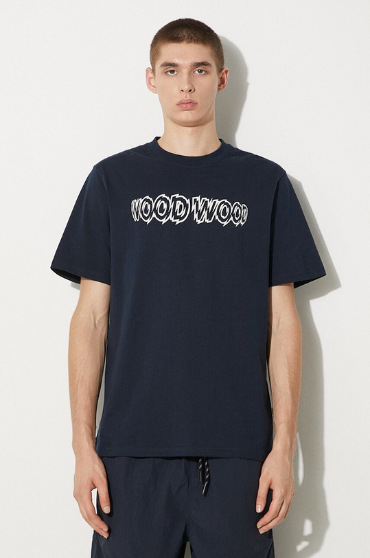 Wood Wood cotton t-shirt Bobby Shatter Logo T-shirt Planet friendly navy 12225707.2489