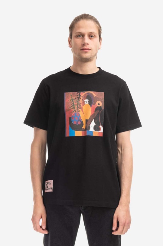 Wood Wood cotton T-shirt Bobby Collage Planet friendly black 12235711.2491