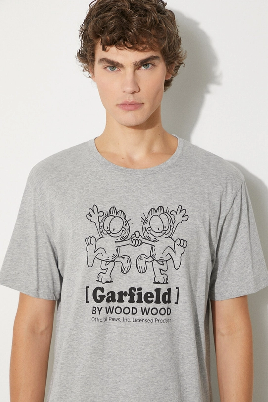 Памучна тениска Wood Wood Ace x Garfield сив 30045701.2222