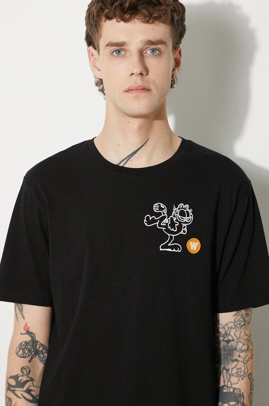 Памучна тениска Wood Wood Ace x Garfield черен 30045705.2222
