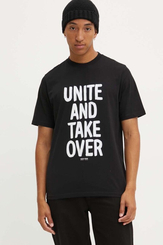 Wood Wood tricou din bumbac Bobby Shoplifters 50025711.2489 negru AA00