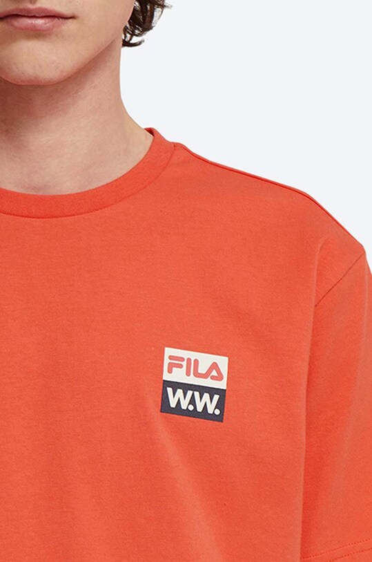 Odzież Wood Wood t-shirt bawełniany Boris x Fila 688383.B026 pomarańczowy