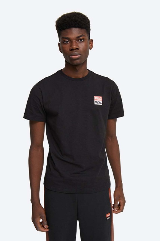 Wood Wood cotton T-shirt Boris x Flla regular black 688383.A296